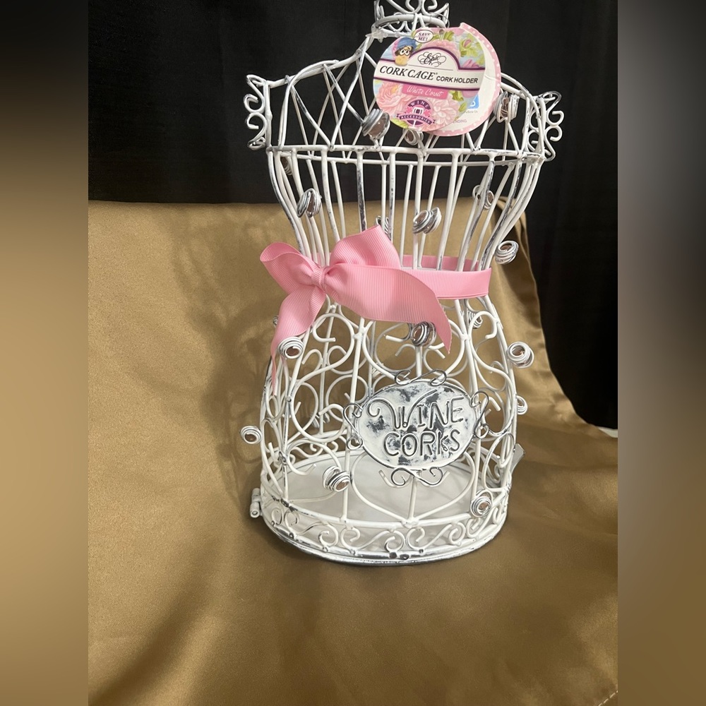 Epic Wine Cork Cage Holder White
Metal Decorative Corset
Shaped 13" Tall